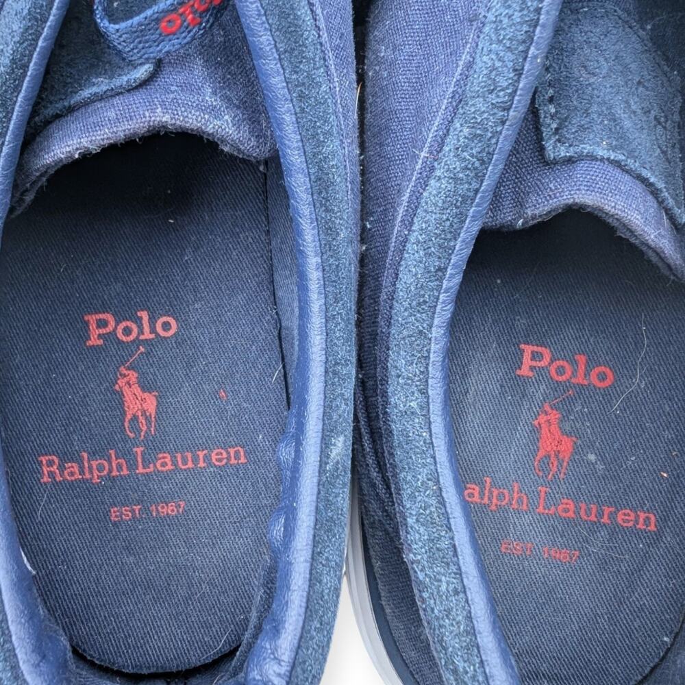 Polo Ralph Lauren Faxon Men's 9.5 D Training Shoes Blue Canvas Low Top Sneakers - Picture 6 of 9